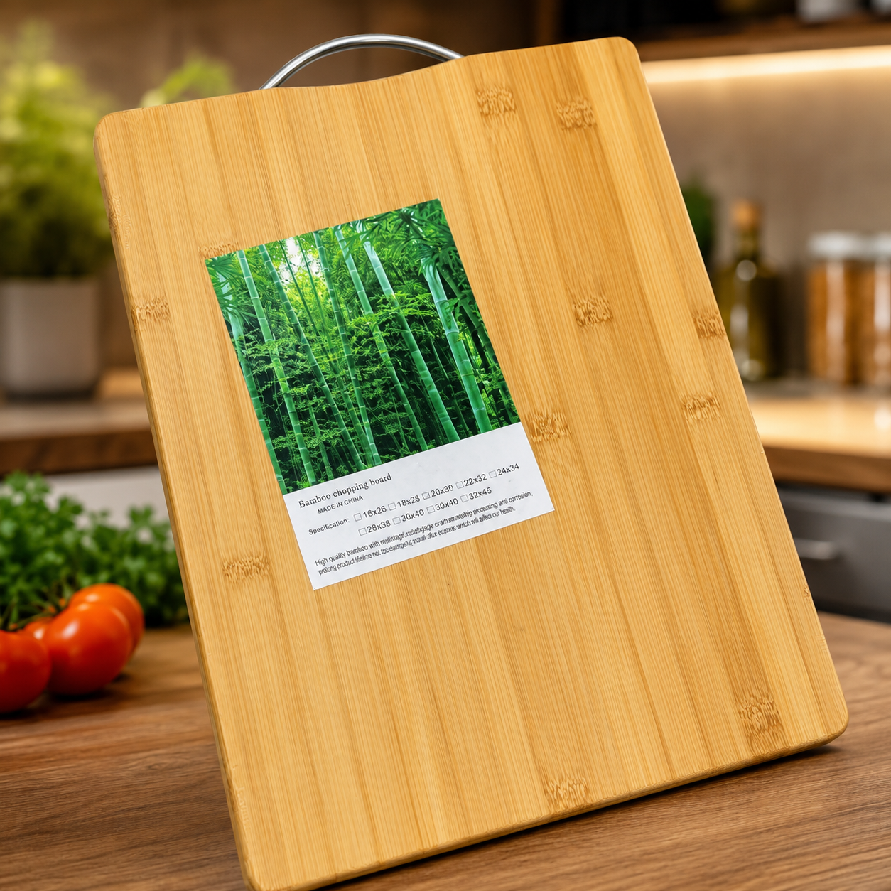 Eco-Friendly Bamboo Cutting Eco-Chopping Board with Handle & Juice Groove | Rectangle Chopping Board & Serving Tray
