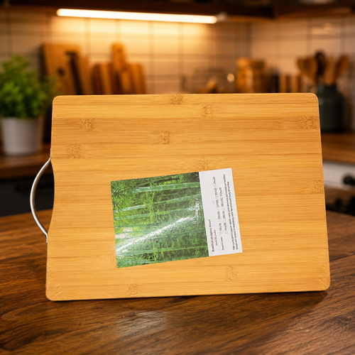 Eco-Friendly Bamboo Cutting Eco-Chopping Board with Handle & Juice Groove | Rectangle Chopping Board & Serving Tray