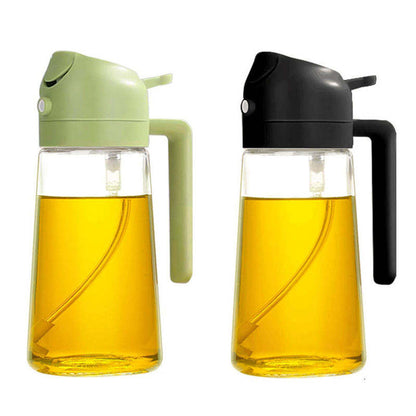 300ml 2-in-1 Glass Oil Dispenser Bottle | Press & Pour Cooking Oil Bottle with Roll-On Seal