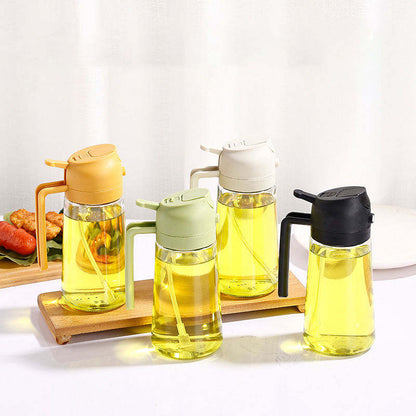 300ml 2-in-1 Glass Oil Dispenser Bottle | Press & Pour Cooking Oil Bottle with Roll-On Seal