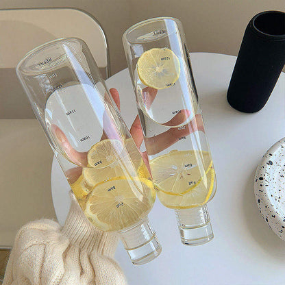 Simple Transparent Glass Water Bottle with Protective Sleeve | 750ml & 1000mlTravel Drinking Bottle