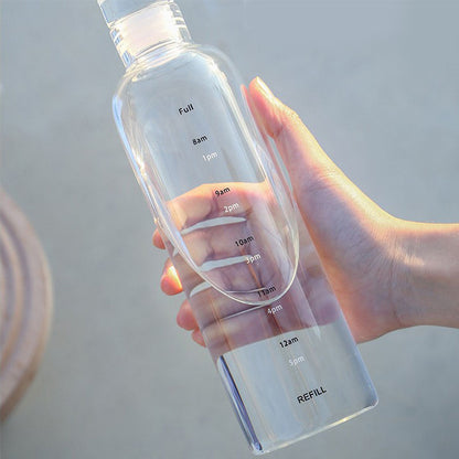 Simple Transparent Glass Water Bottle with Protective Sleeve | 750ml & 1000mlTravel Drinking Bottle