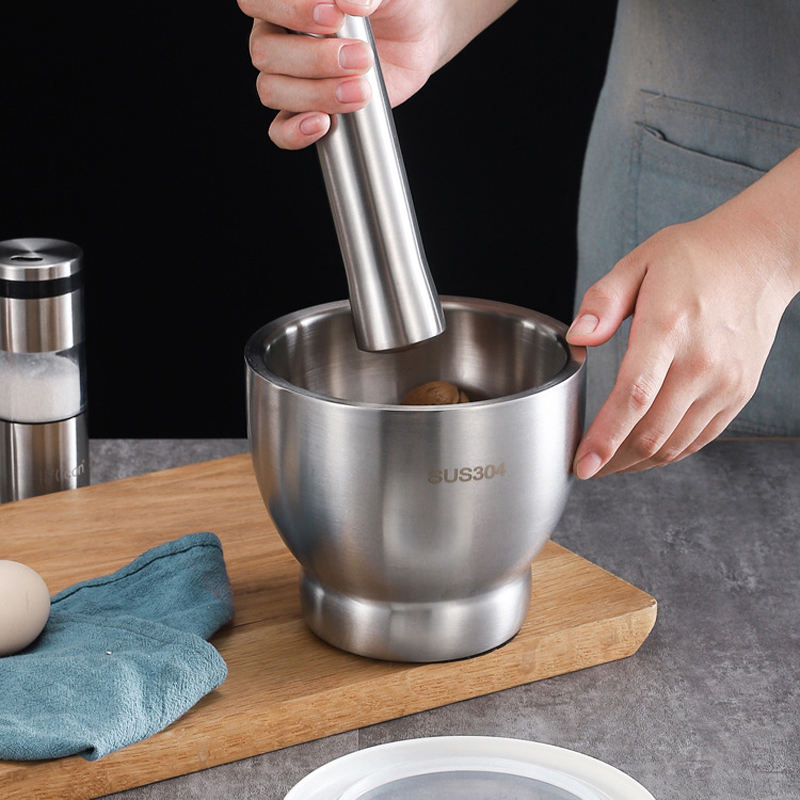 Stainless Steel Mortar & Pestle | Heavy-Duty Spice & Herb Grinder (Haman Dista)