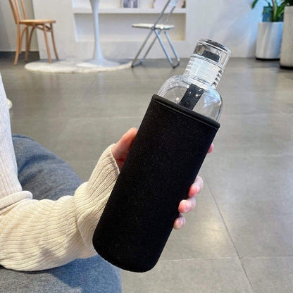 Simple Transparent Glass Water Bottle with Protective Sleeve | 750ml & 1000mlTravel Drinking Bottle