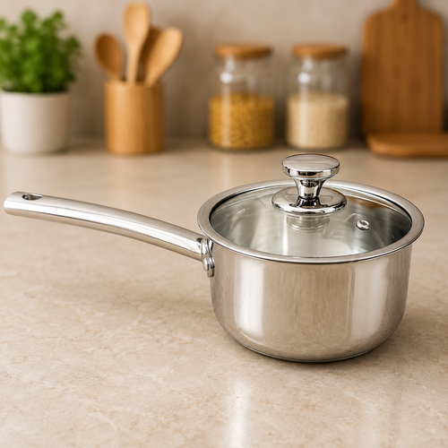 Premium Kiam Tri-Ply Saucepan with Glass Lid  | Multipurpose Milk & Cooking Pot