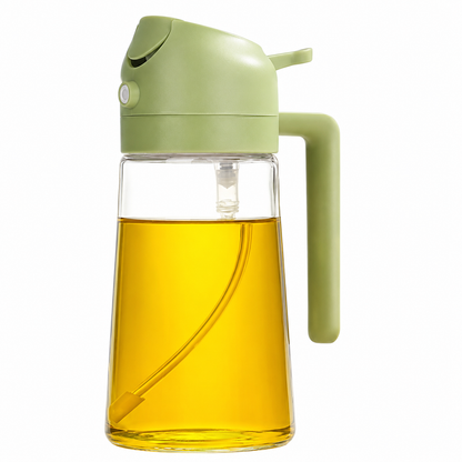 300ml 2-in-1 Glass Oil Dispenser Bottle | Press & Pour Cooking Oil Bottle with Roll-On Seal