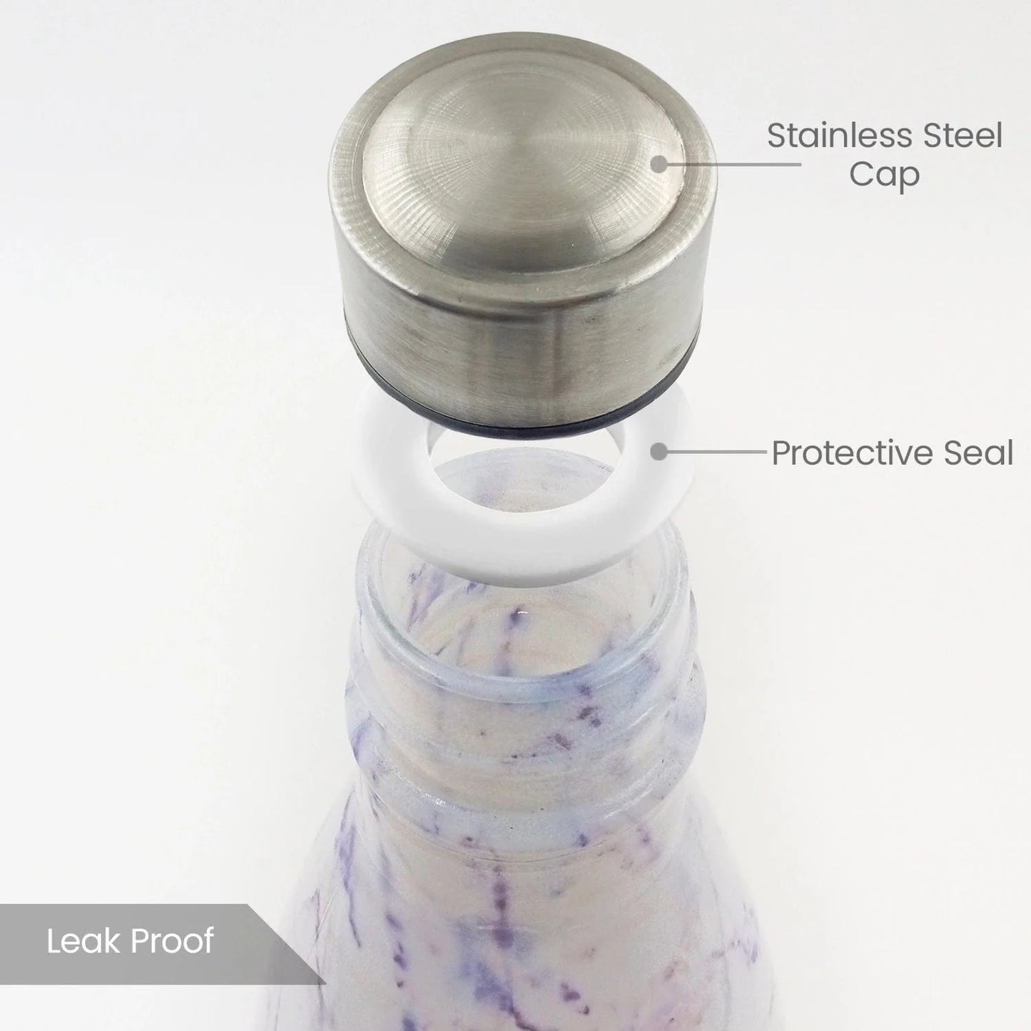 Decorative Glass Bottle 750ml | 2pcs Set | White & Blue