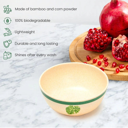 Bamboo Fibre Bowl 4 inches | 4pcs Set | Leaf Design