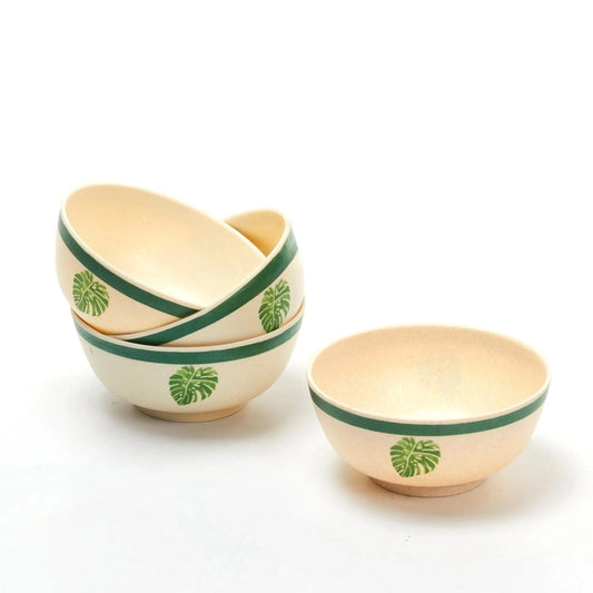 Bamboo Fibre Bowl 4 inches | 4pcs Set | Leaf Design