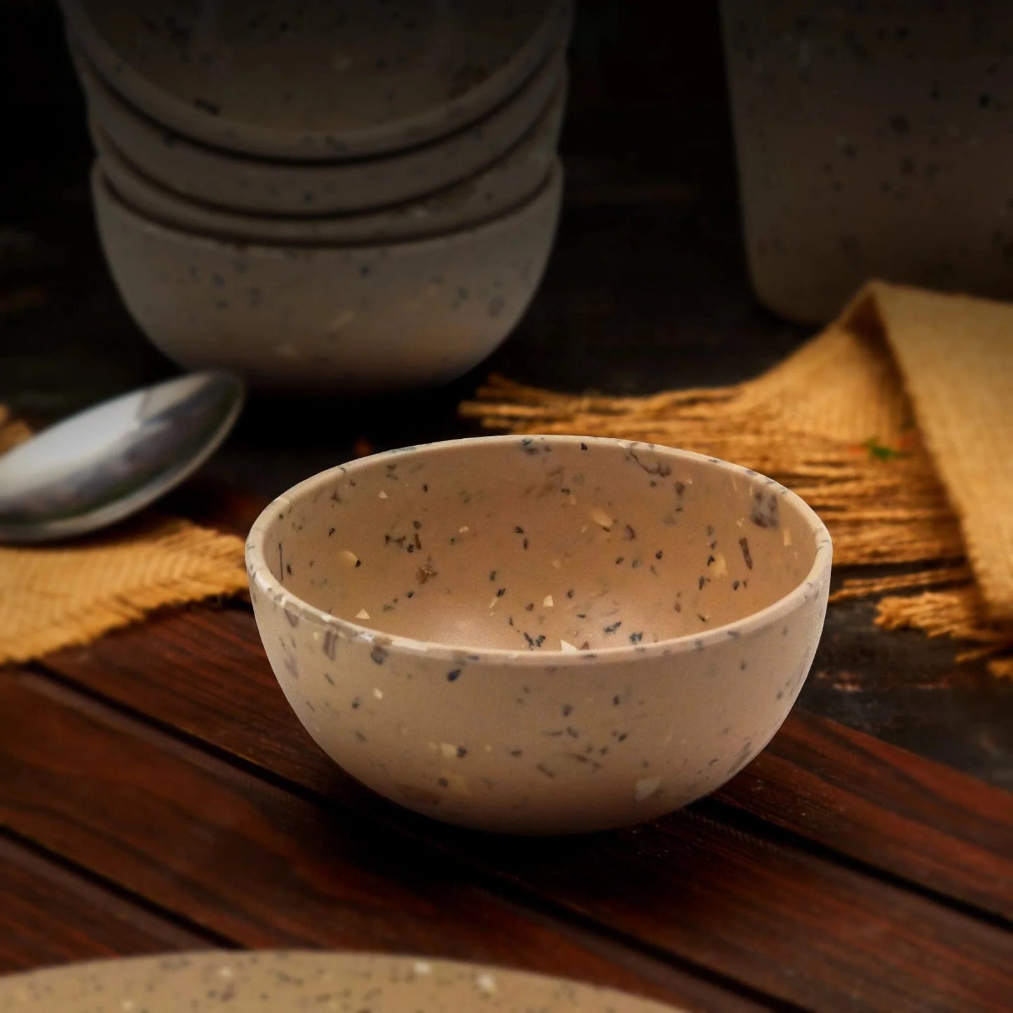 Bamboo Fibre Bowl 4 inches  | 4pcs Set | Walnut Design
