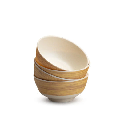 Bamboo Fibre Bowl 4 inches | 4pcs Set | Wooden Design