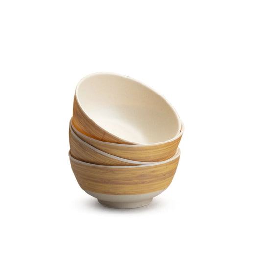 Bamboo Fibre Bowl 4 inches | 4pcs Set | Wooden Design