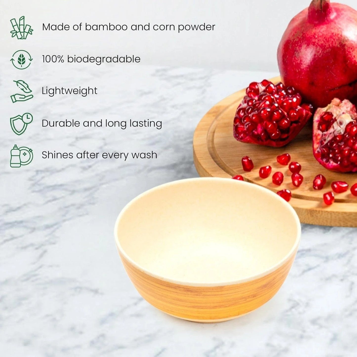 Bamboo Fibre Bowl 4 inches | 4pcs Set | Wooden Design