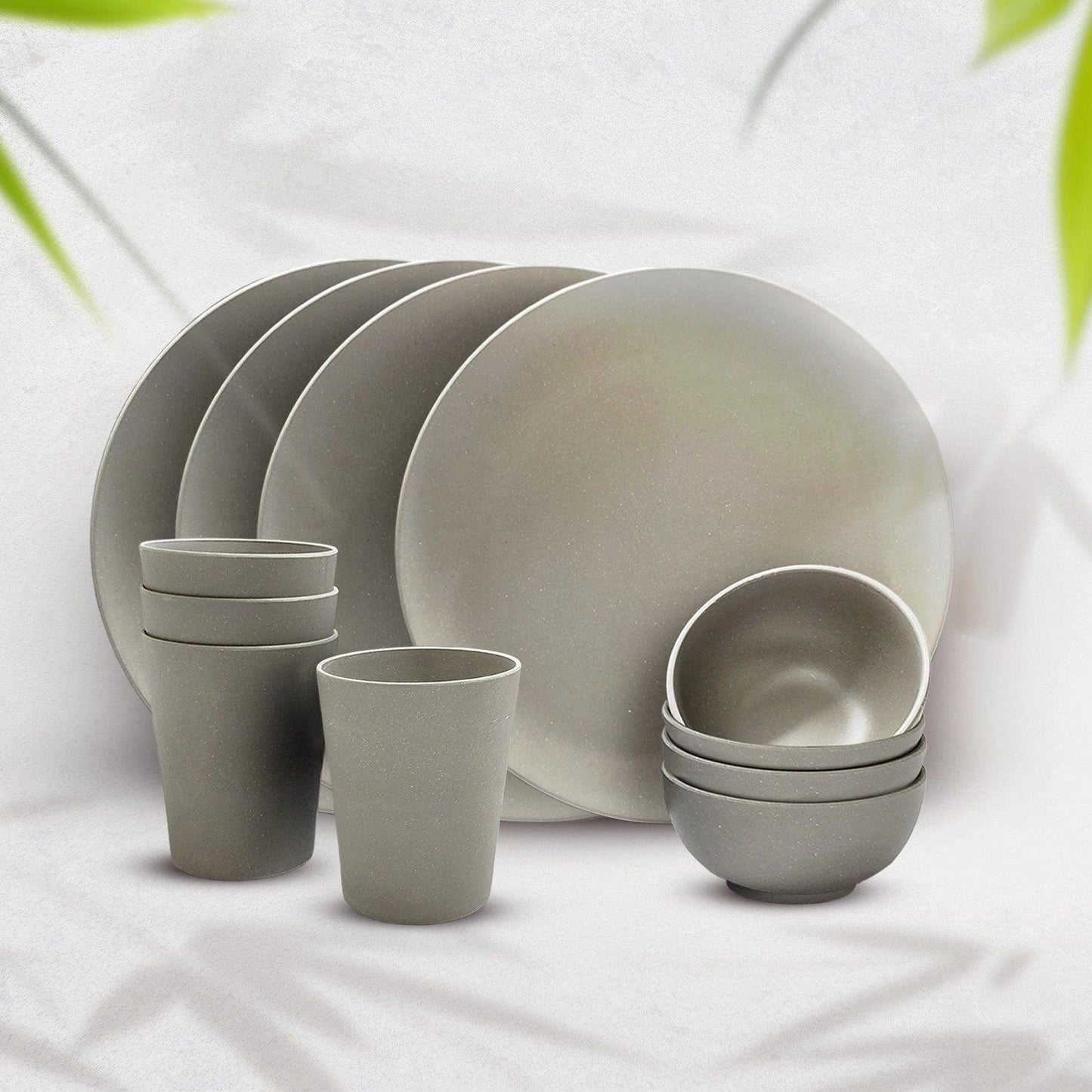 Bamboo Fibre Dinner Set | 12pcs Set | Cement Design