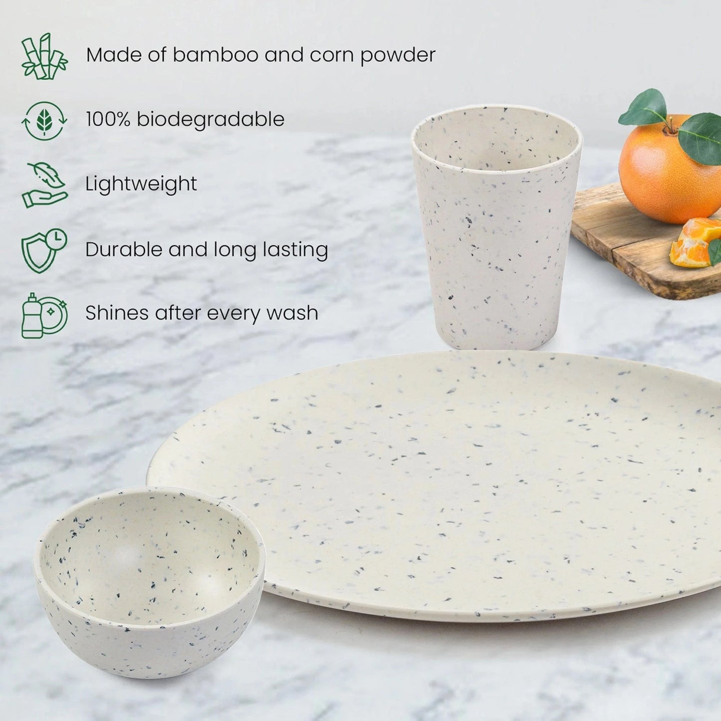 Bamboo Fibre Dinner Set | 12pcs Set | Classic Design
