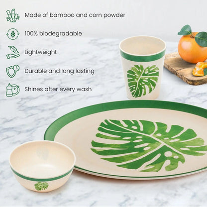 Bamboo Fibre Dinner Set | 12pcs Set | Leaf Design