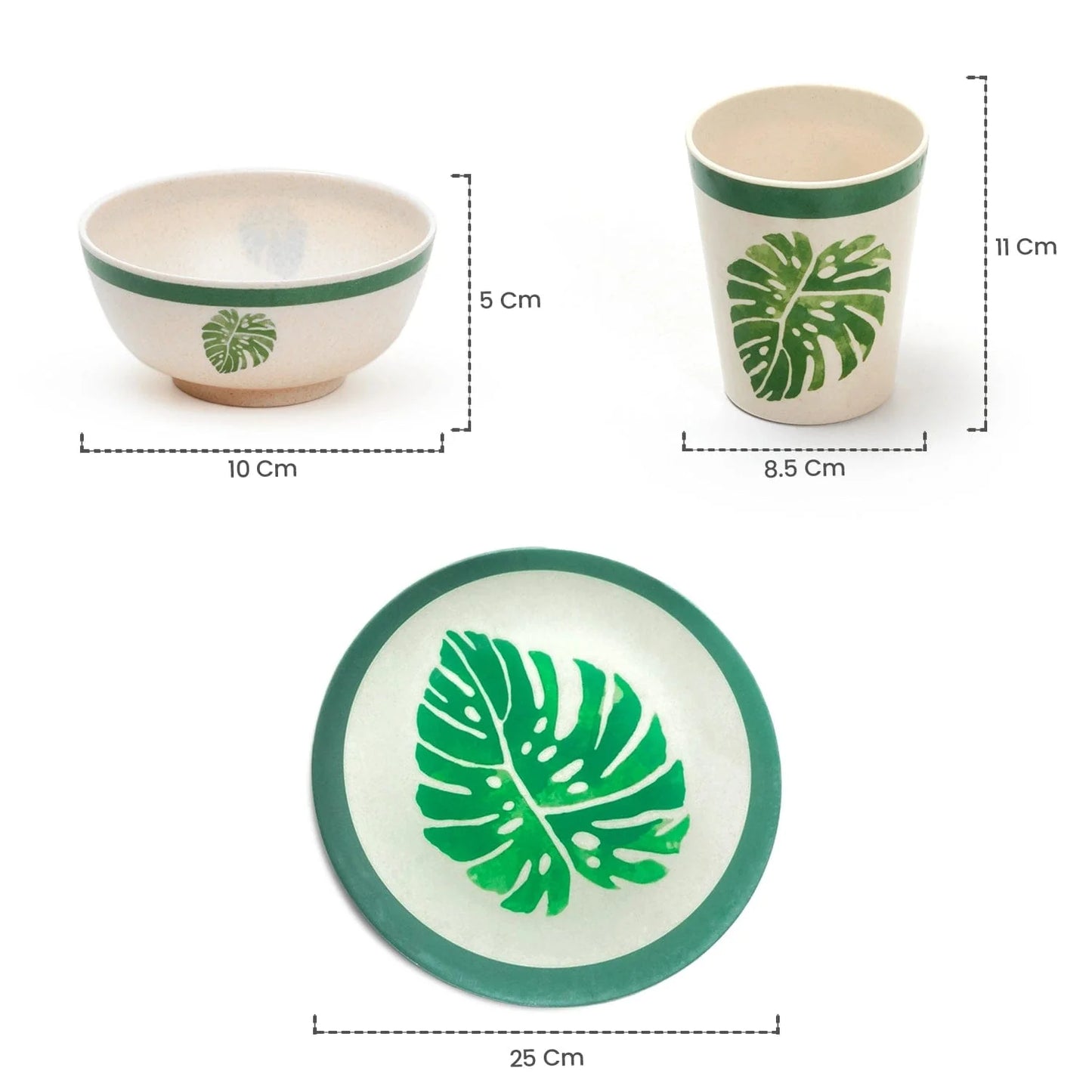 Bamboo Fibre Dinner Set | 12pcs Set | Leaf Design