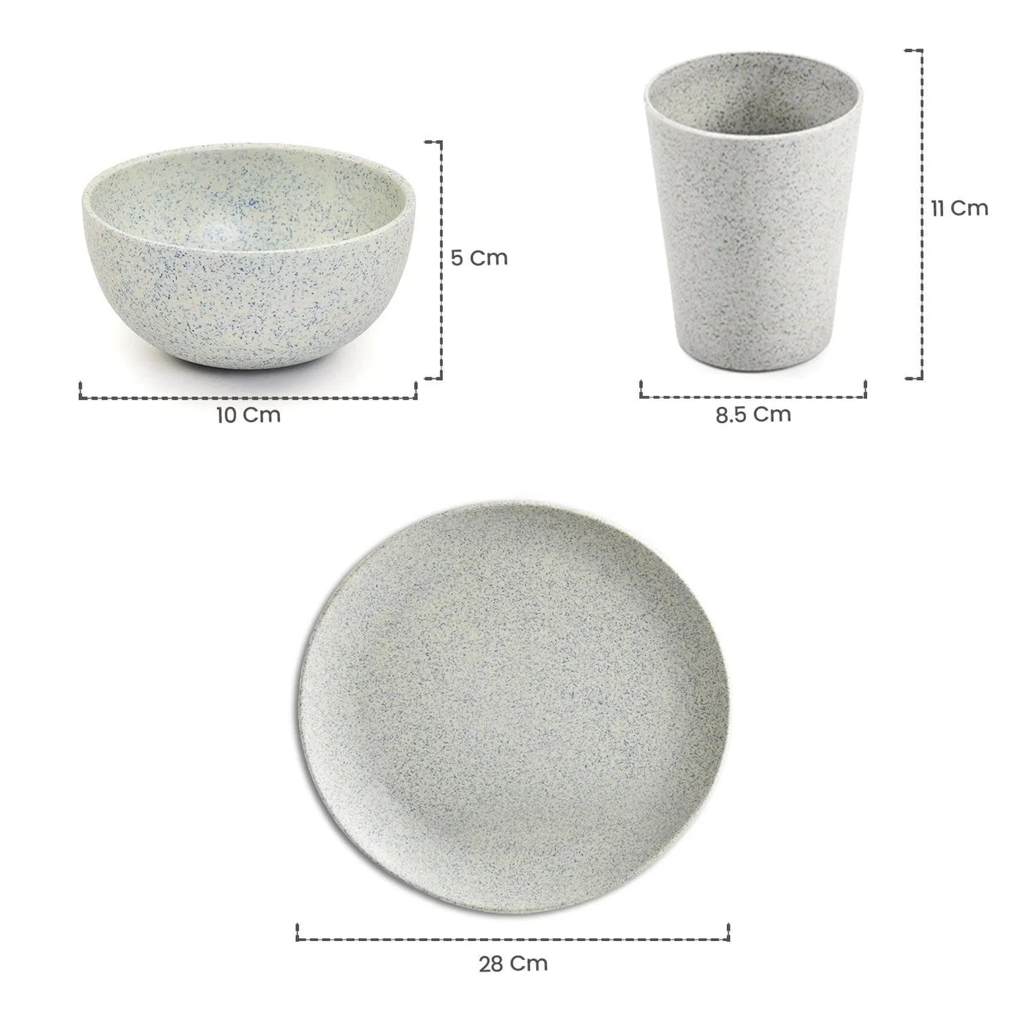 Bamboo Fibre Dinner Set | 12pcs Set | Stonewash Design