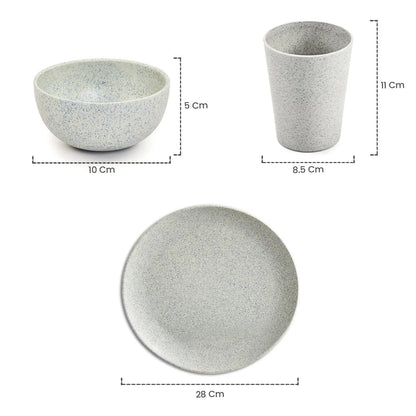 Bamboo Fibre Dinner Set | 12pcs Set | Stonewash Design