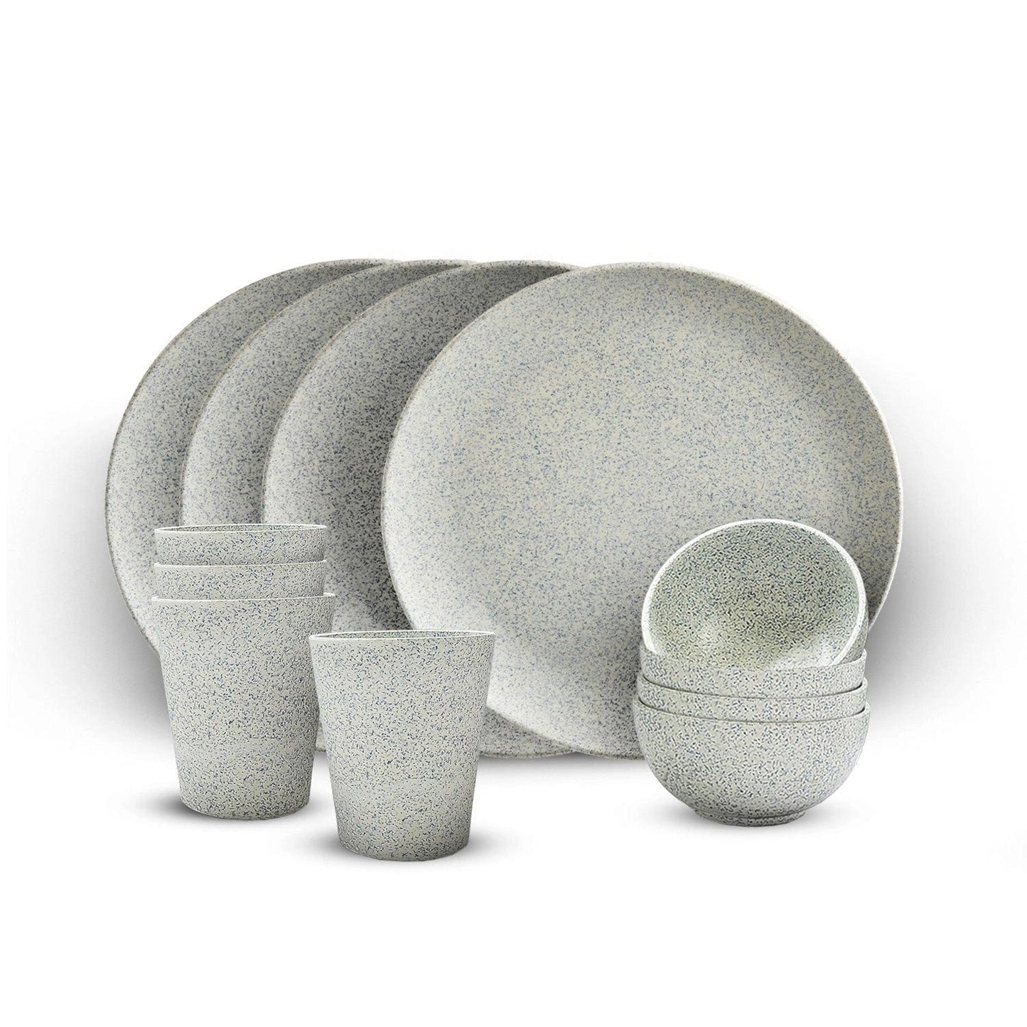Bamboo Fibre Dinner Set | 12pcs Set | Stonewash Design