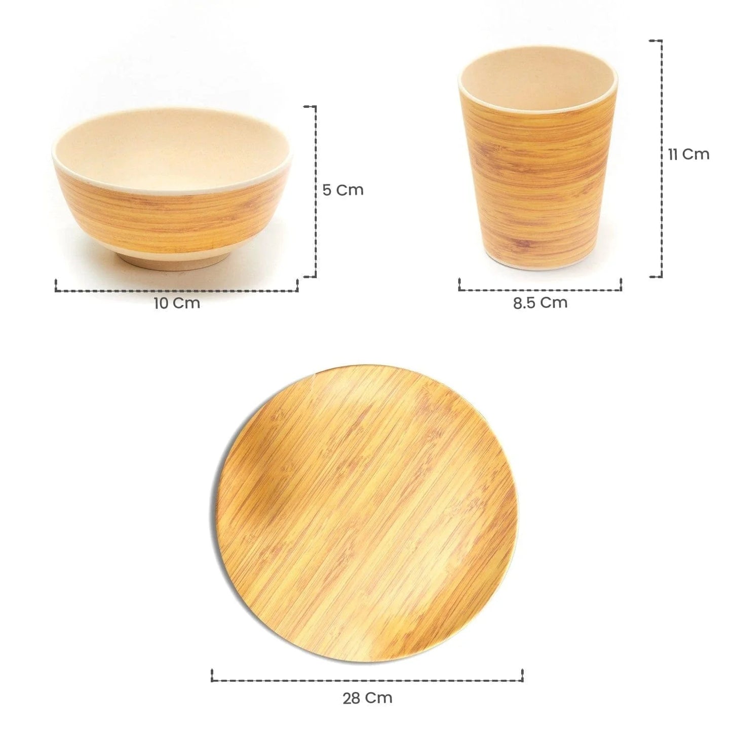 Bamboo Fibre Dinner Set | 12pcs Set | Wooden Design