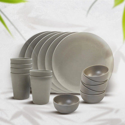 Bamboo Fibre Dinner Set | 18pcs Set | Cement Design