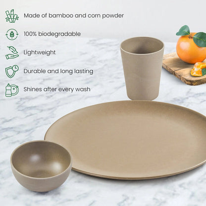 Bamboo Fibre Dinner Set | 18pcs Set | Cement Design