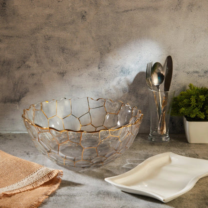 GoldLine Crystal Glass Fruit Bowl | Golden Hive