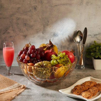 GoldLine Crystal Glass Fruit Bowl | Golden Hive