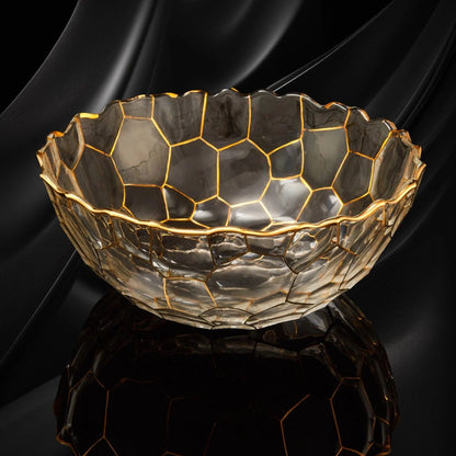 GoldLine Crystal Glass Fruit Bowl | Golden Hive