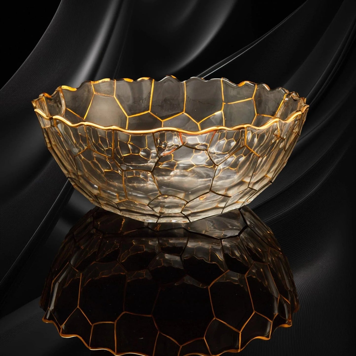 GoldLine Crystal Glass Fruit Bowl | Golden Hive