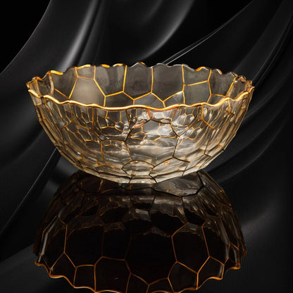 GoldLine Crystal Glass Fruit Bowl | Golden Hive