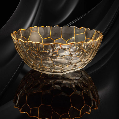 GoldLine Crystal Glass Fruit Bowl | Golden Hive