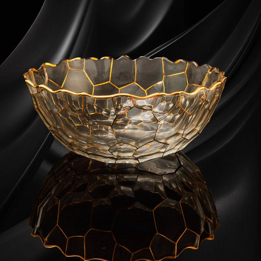 GoldLine Crystal Glass Fruit Bowl | Golden Hive