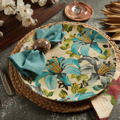 Bamboo Fibre Snack Plates | 6pcs Set | Leaf & Flowers Design