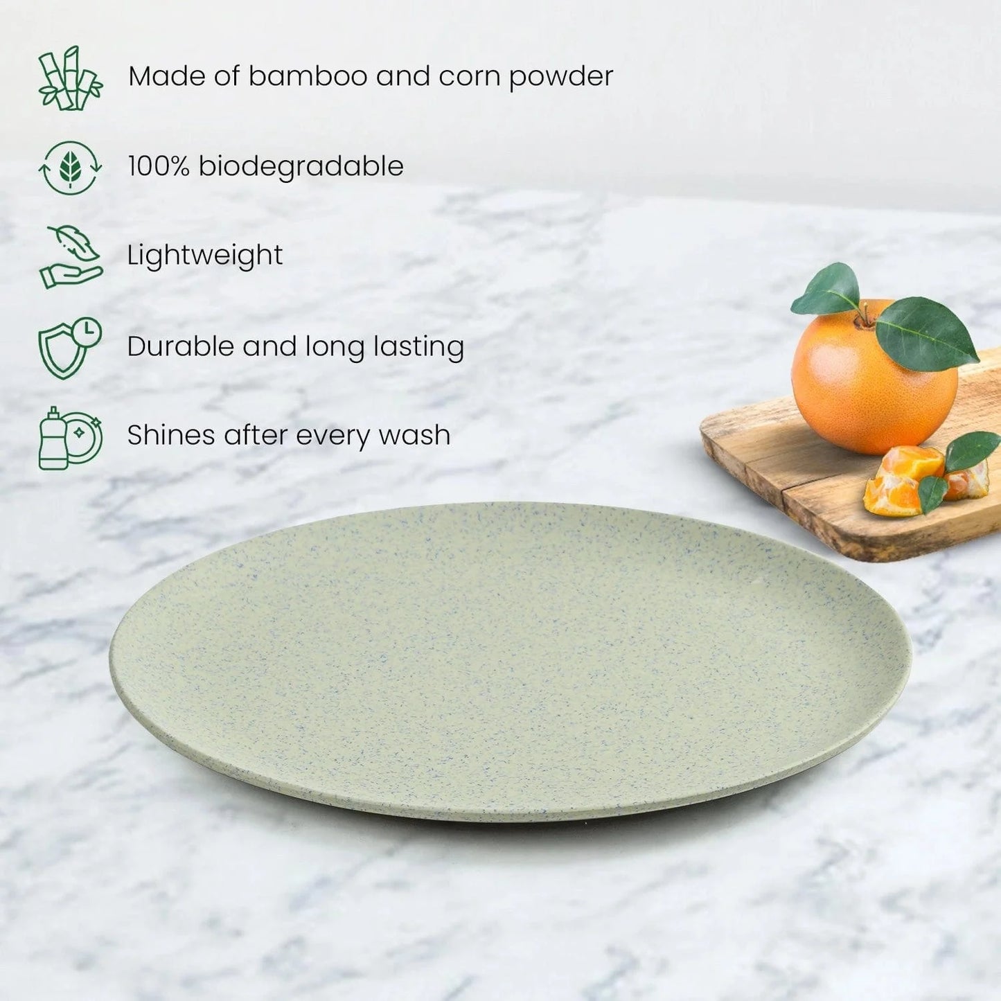 Bamboo Fibre Snack Plates | 6pcs Set | Stonewashes Design