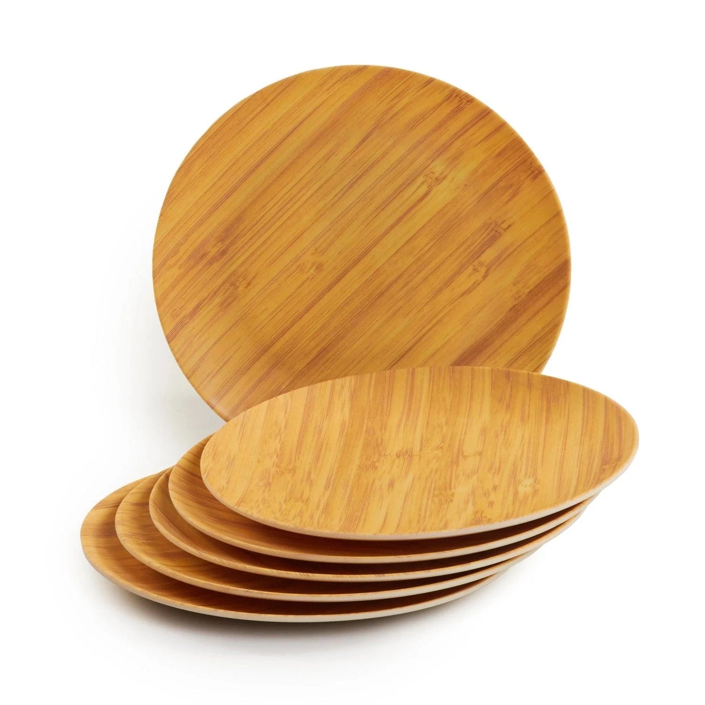 Bamboo Fibre Snack Plates | 6pcs Set | Wooden Design