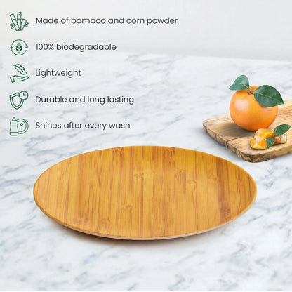 Bamboo Fibre Snack Plates | 6pcs Set | Wooden Design
