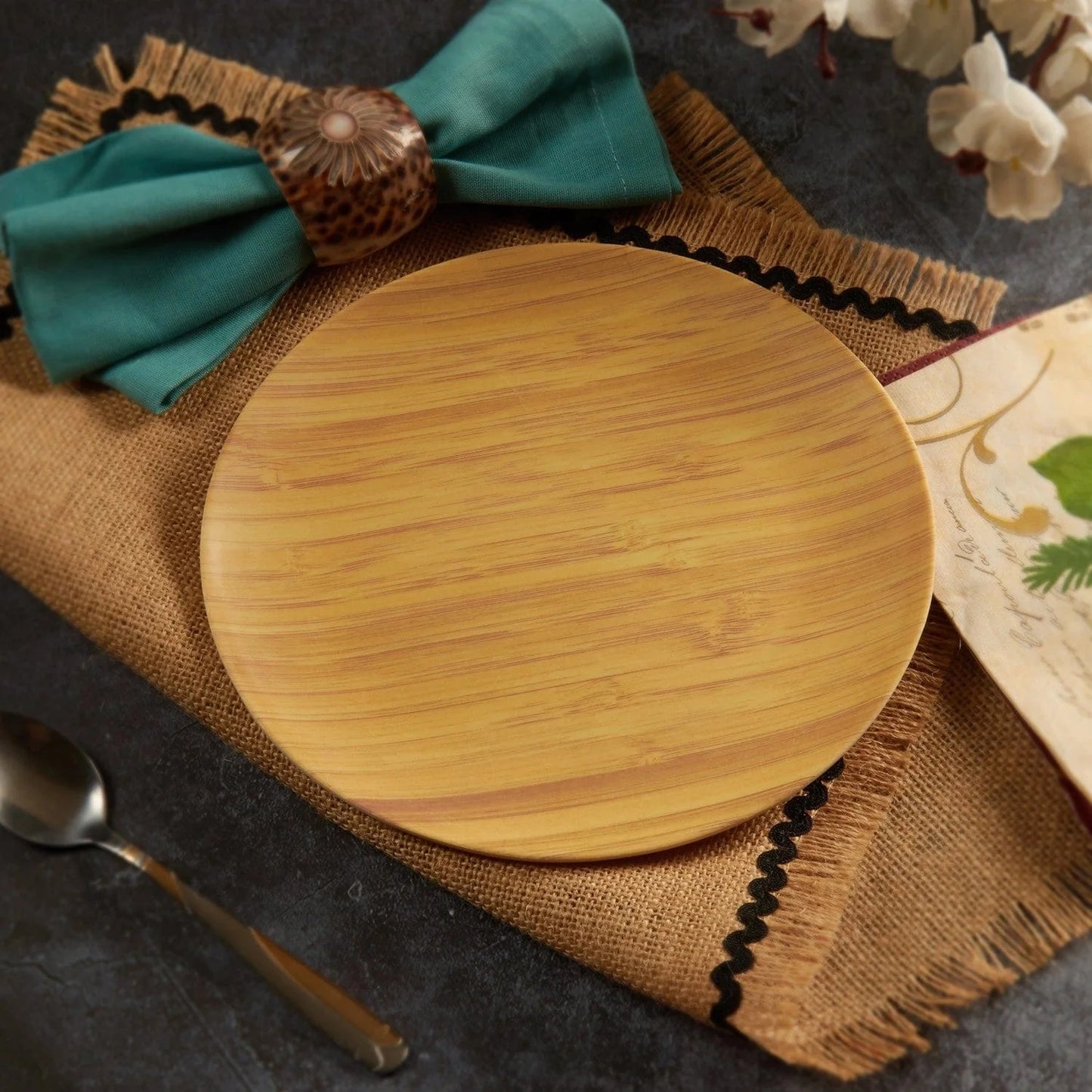 Bamboo Fibre Snack Plates | 6pcs Set | Wooden Design