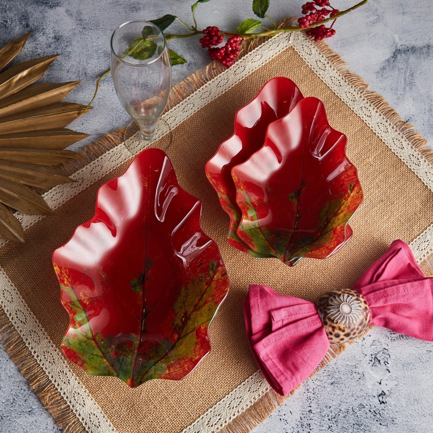 Red Mapple Design Serving Platter | 4pcs Set