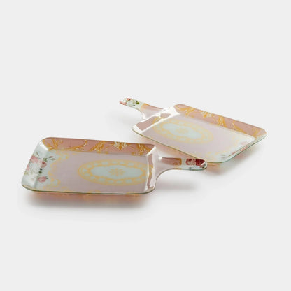 Square Glass Design Serving Platter | 2pcs Set