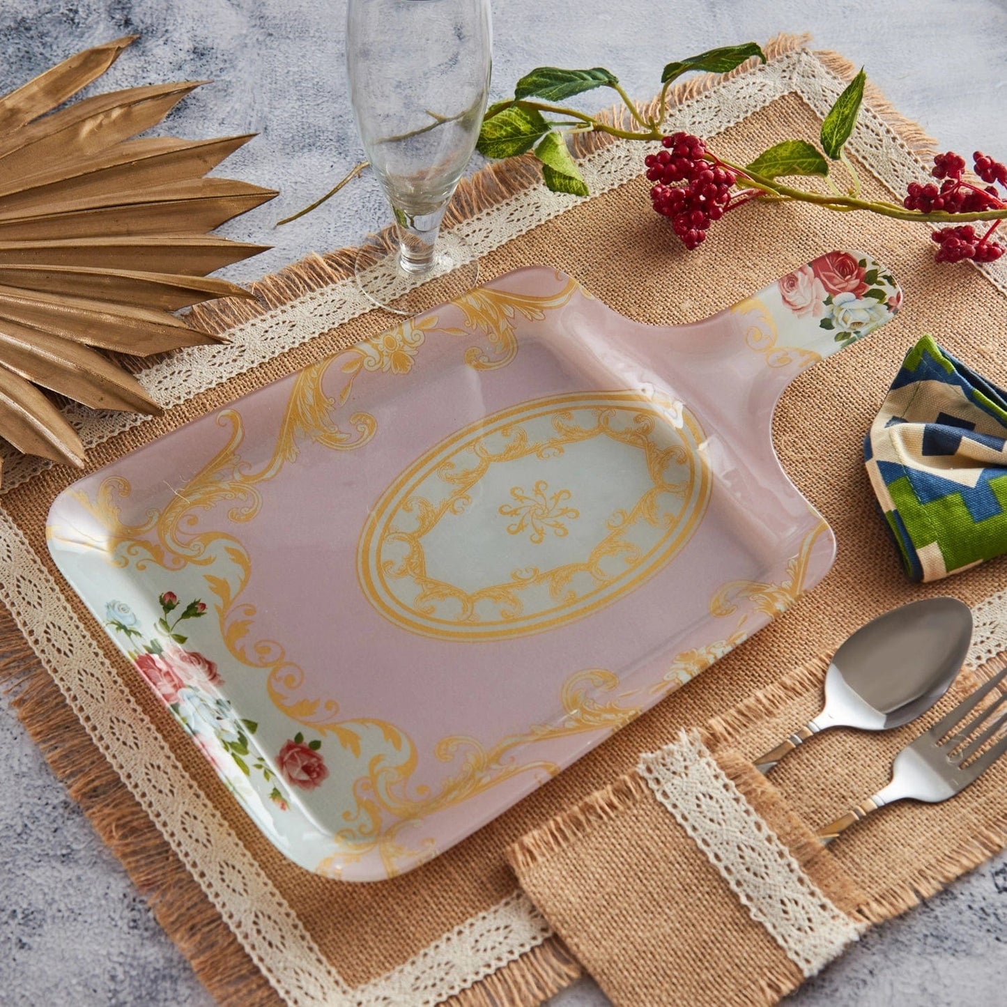 Square Glass Design Serving Platter | 2pcs Set